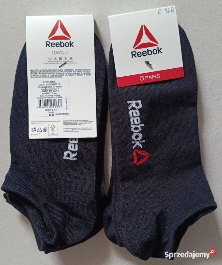 REEBOK skarpety 3pak rozmiary 4042 i 4345 kolor