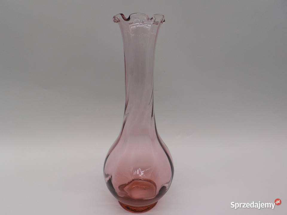 Przepiękny Różowy Wazon Vintage Szkło Porcelana i szkło wielkopolskie