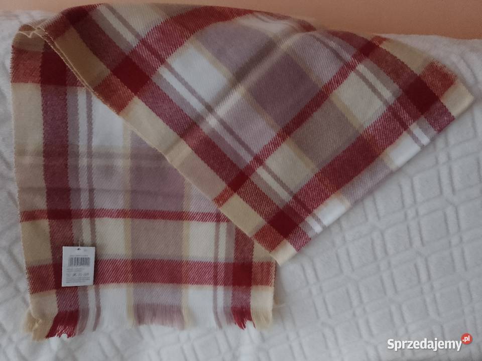 Długi szalik zimowy w kratę szal biznesowy NOWY Kraków sprzedam