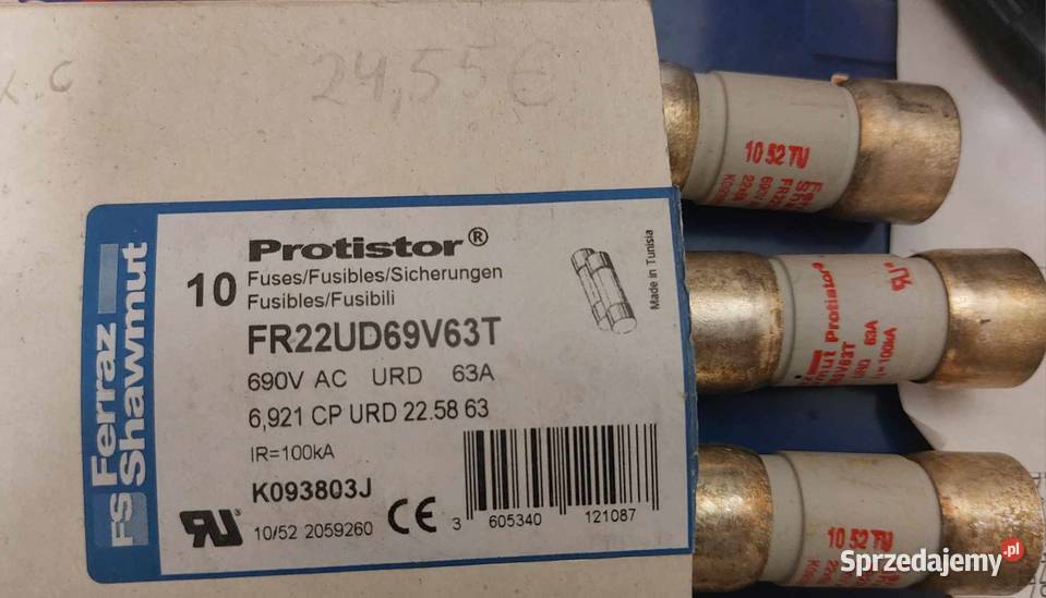 fr22ud69v63t Protistor URD 63A Fuse Ferraz Zabezpieczenia i rozdzielnice Dąbrowa Górnicza