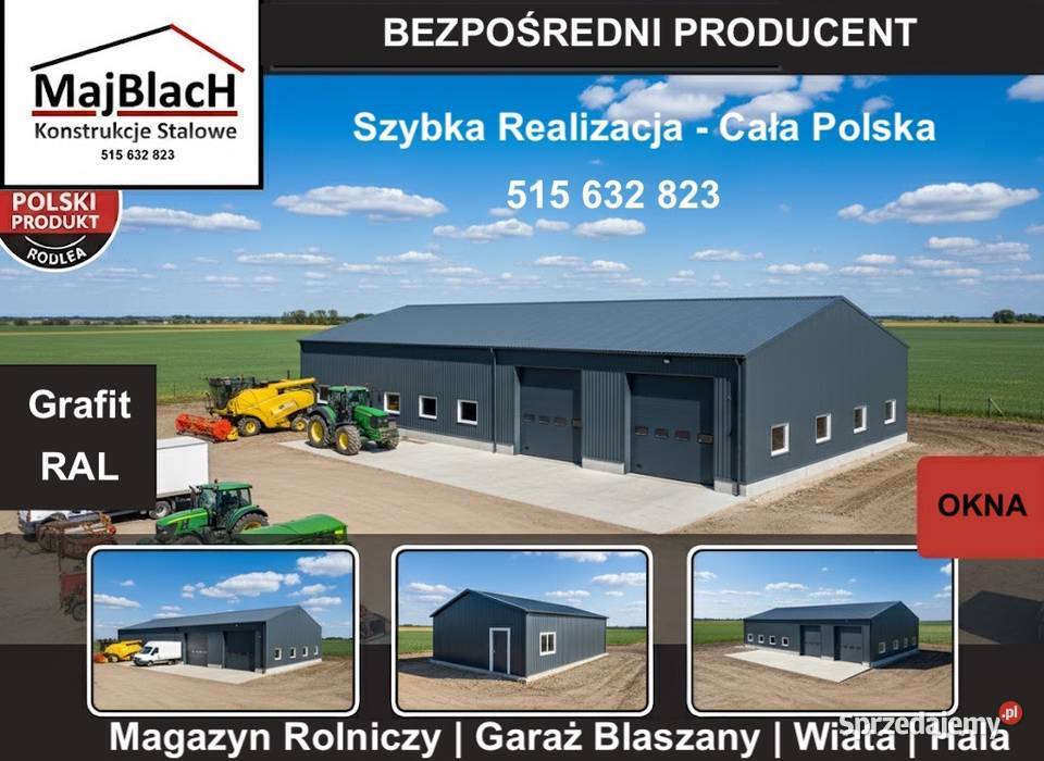 DWUKOLOROWY OcynkGrafit Garaż Blaszany warmińsko-mazurskie Węgorzewo