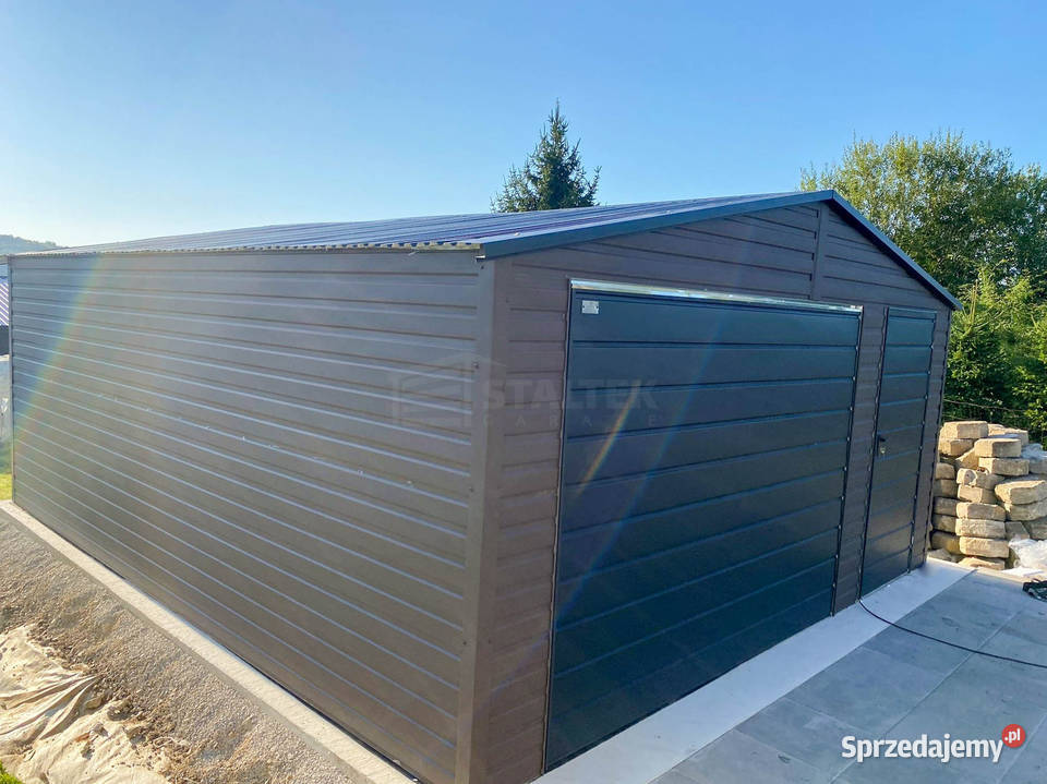 Garaż blaszany 5x5m brama uchylna drzwi dach Płock