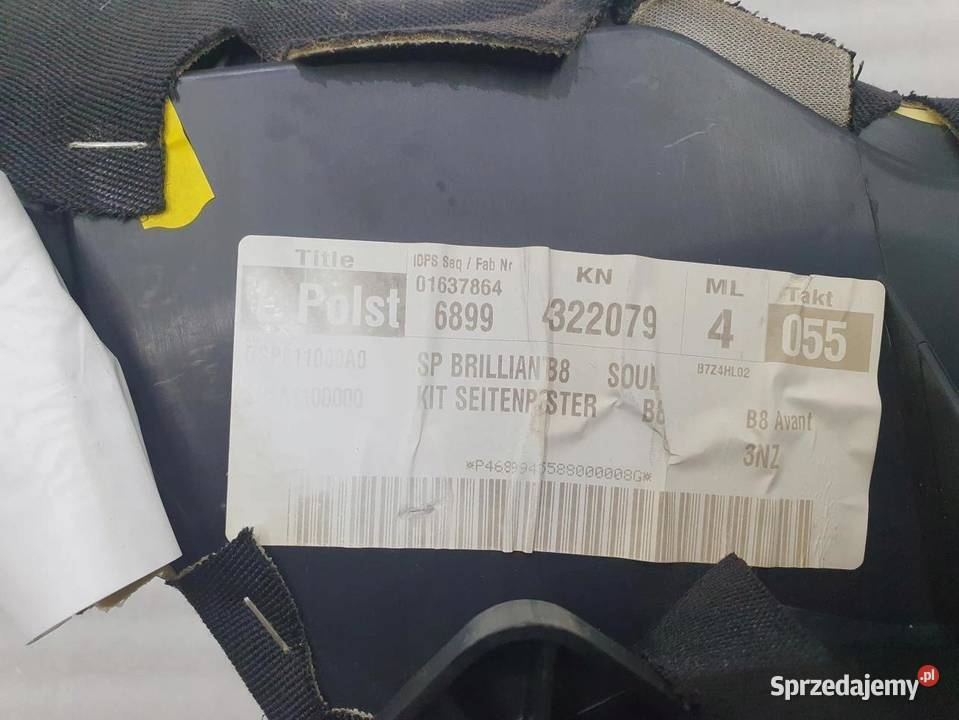 BOCZEK KANAPY TYŁ LEWY AUDI A4 B8 8T0857791 Tapicerki samochodowe
