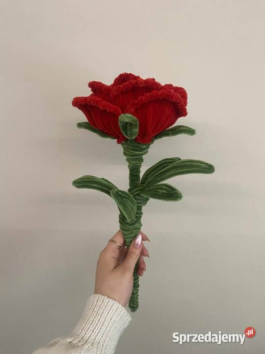 Duża czerwona róża z drucików idealny prezent na Dąbrowa Górnicza sprzedam