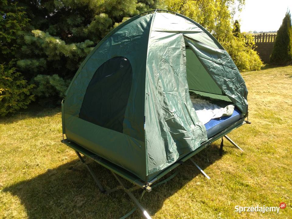 sprzedam namiot z lozkiem polowym stan kompletmy sprzedam
