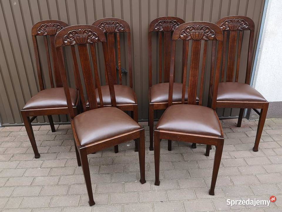 Krzesła Dębowe Wysokie Politura Stare Antyk wielkopolskie Swarzędz