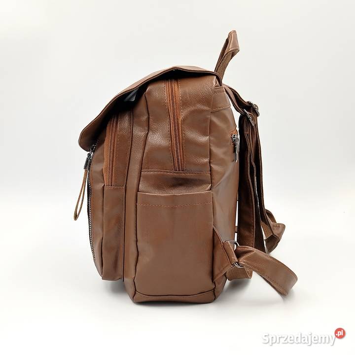 Plecak damski skórzany z klapą Yogodlns brązowy Zawiercie
