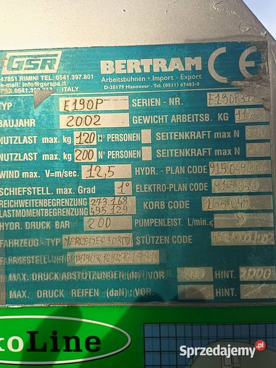 Podnosnik koszowy zwyżka gsr 20m Rok produkcji 2003 Marki