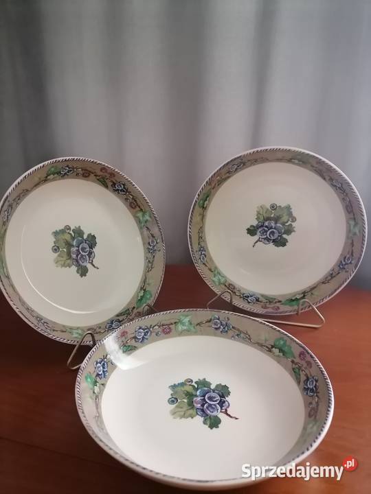 Talerze Głębokie Winogrona Porcelana Książ dolnośląskie Wałbrzych