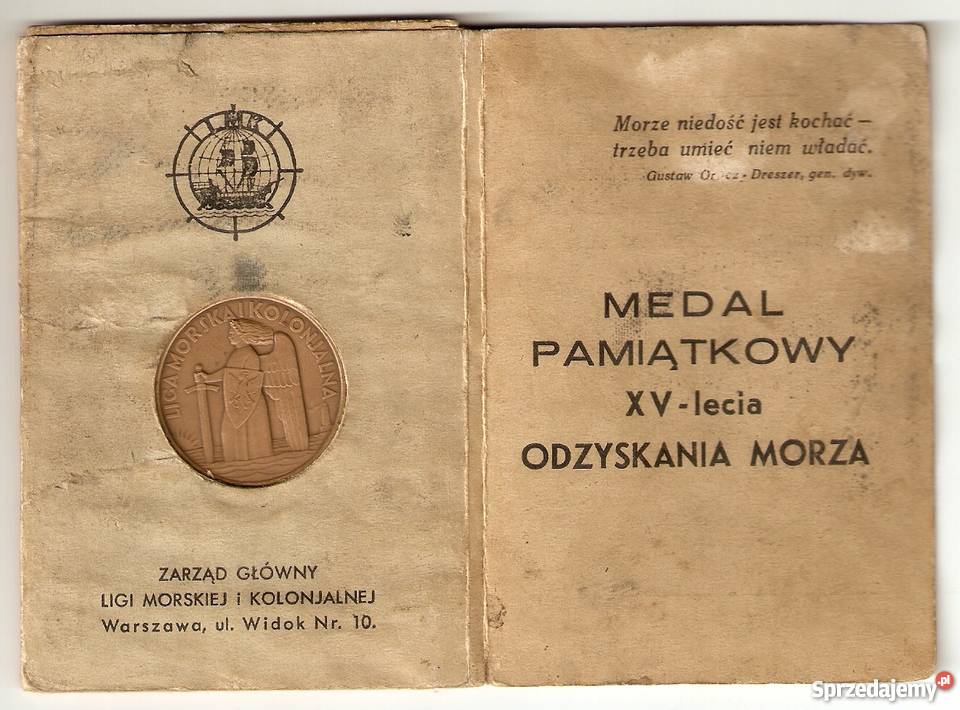 Medal z leg XVlecia Odzyskania Dostępu do Morza Dąbrowa Górnicza