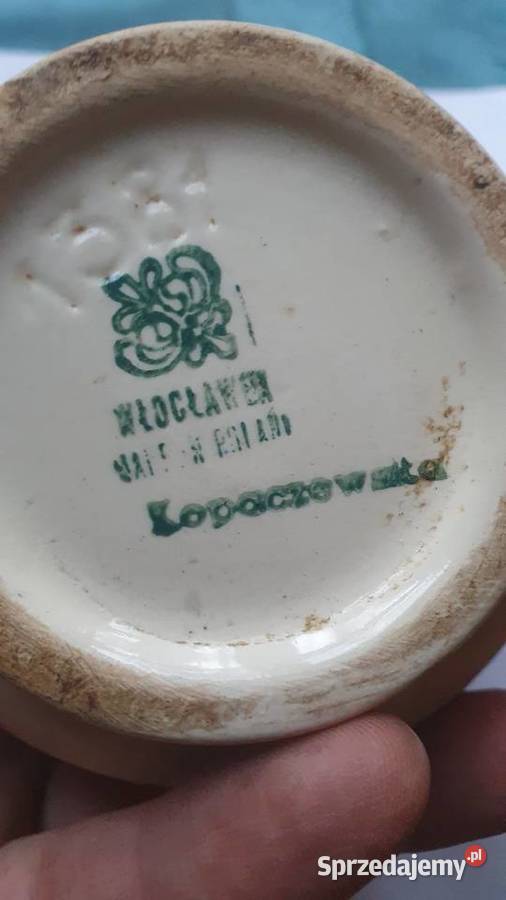 Fajansowy wazon Włocławek 1970 Sygnowany Ręcznie