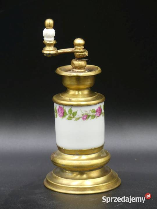 Piękny młynek do pieprzu z różami porcelana i