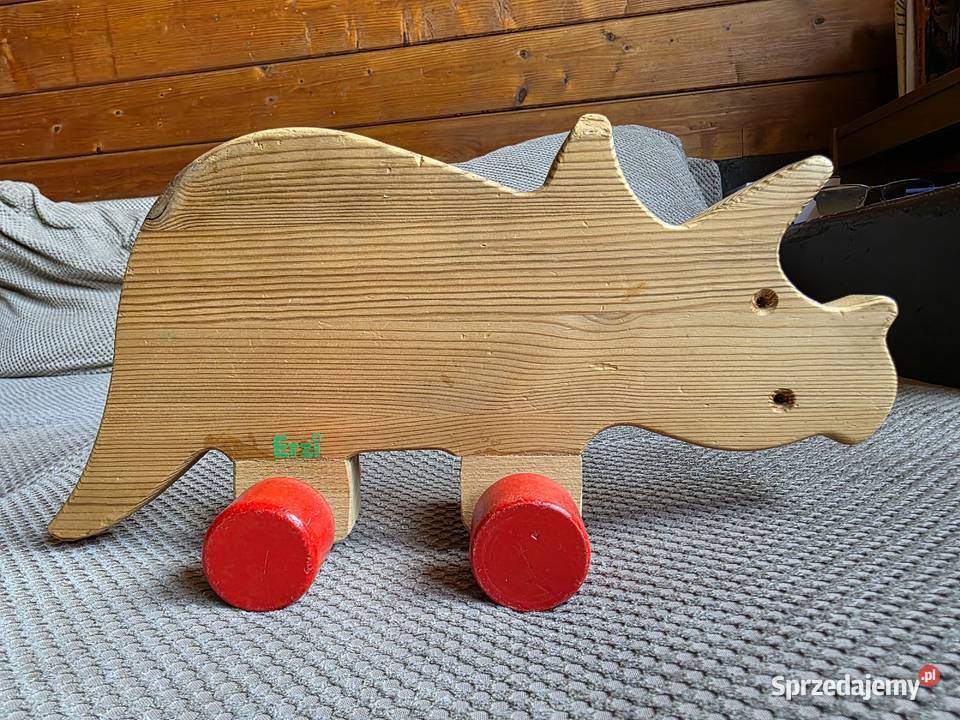 Erzi duży drewniany dinozaur na kółkach Kraków