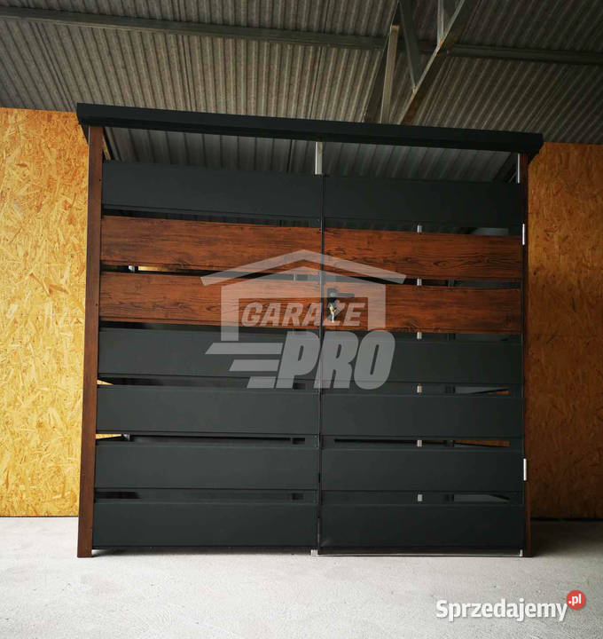 Wiata śmietnikowa spad tył 2x06m Antracyt drewno Ogród