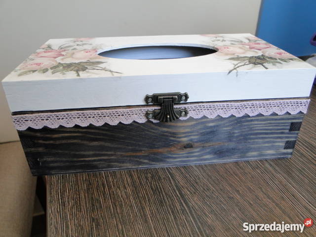 Romantyczny chustecznik decoupage gotowy ręki Bochnia