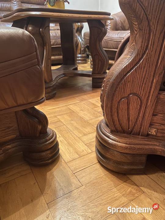 Zestaw Kler drewno skóra Dębowo skórzany Komplet Opole