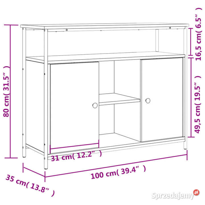 Szafka szary dąb sonoma 100x35x80 materiał Warszawa