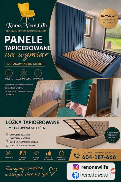 Panele i łóżka tapicerowane na wymiar podlaskie Białystok