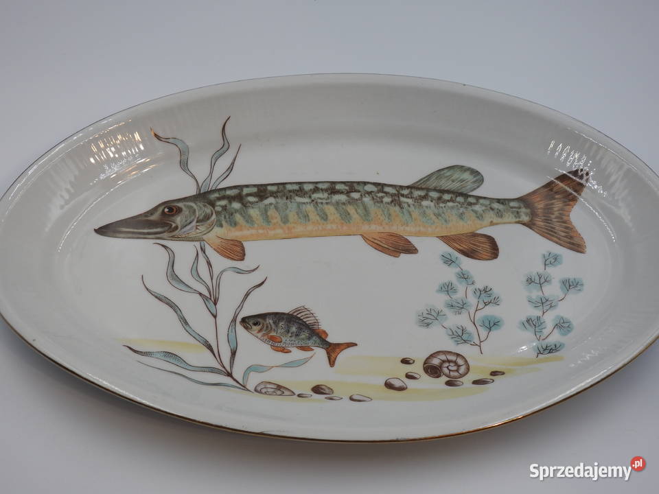 Duży półmisek szczupak porcelana Chodzież z lat Inowrocław