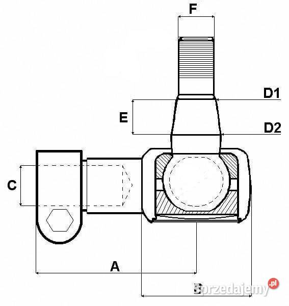 Końcówka drążka kierowniczego Kramp 90 mm Kamionna