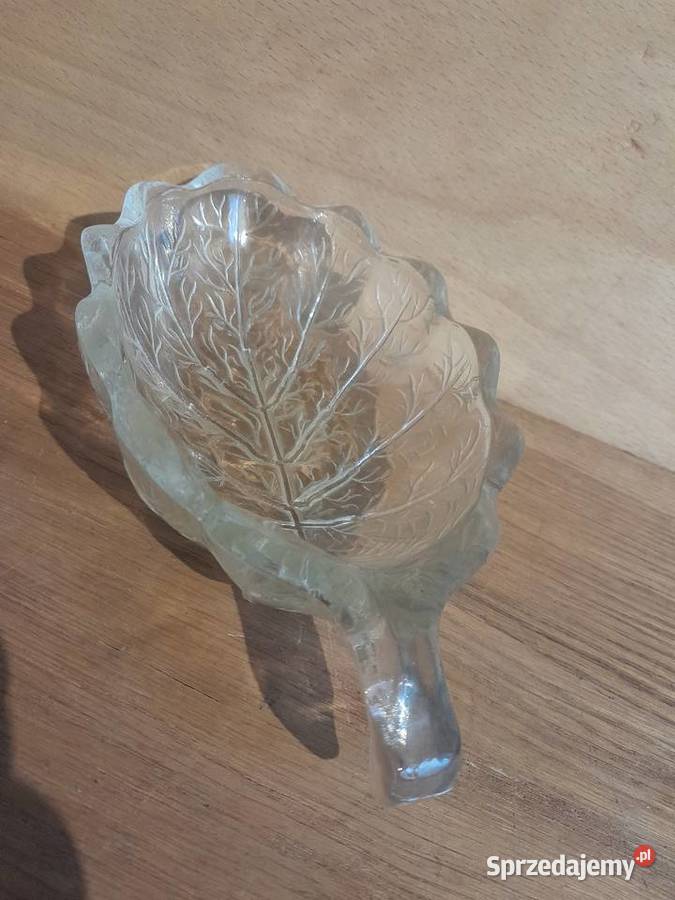 Stara szklana miseczka liść listek zabytek PRL