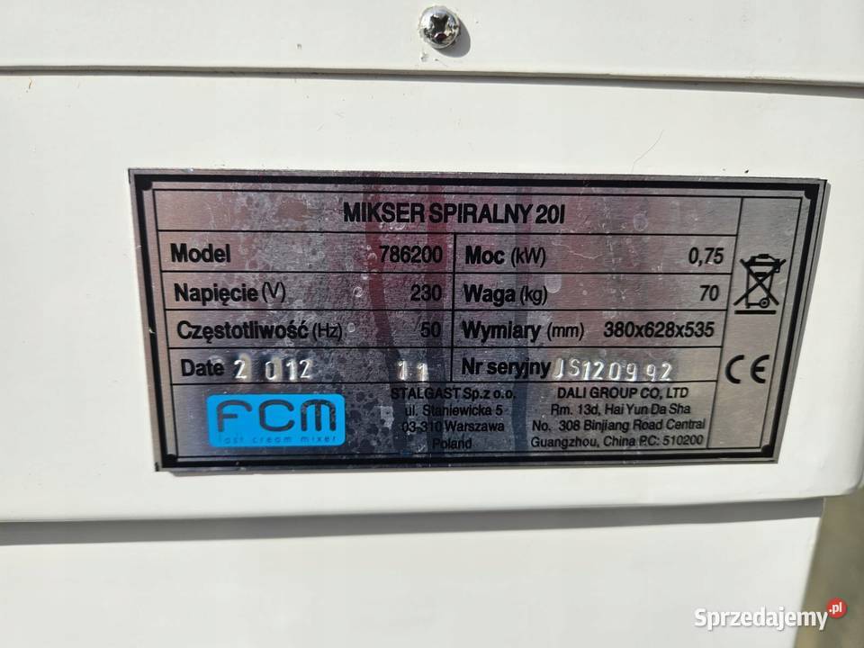 Mikser spiralny 20 l Stalgast 786200 Góra sprzedam