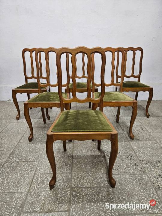 Krzesła ludwikowskie 6 sztuk zielone