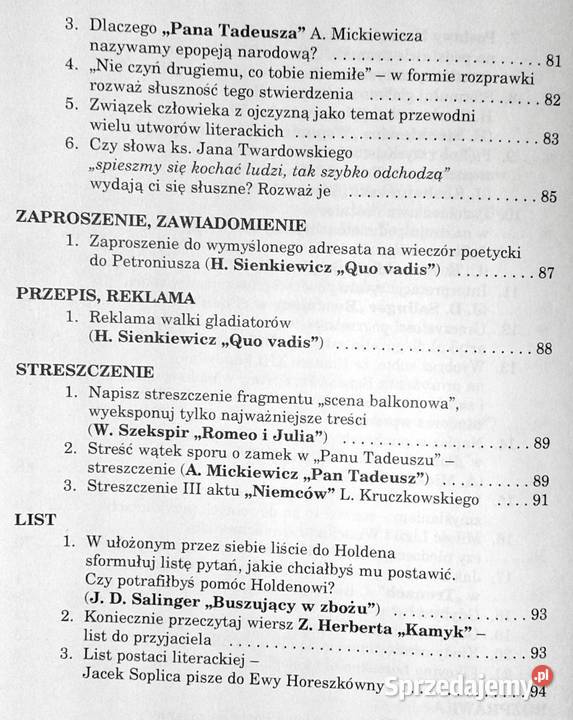 Wypracowania Gotowe wzory Gimnazjum kl 3 Barbara Chełm