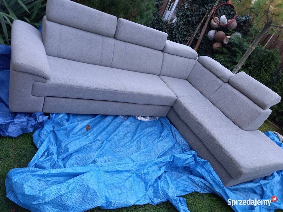 Duży narożnik szary z funkcją spania i ruchomymi Grójec