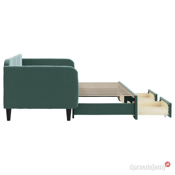 Sofa rozsuwana z szufladami ciemnozielona Warszawa