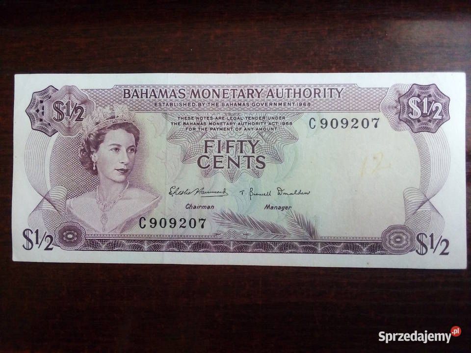 Banknot 12 dolar Bahamy Płońsk