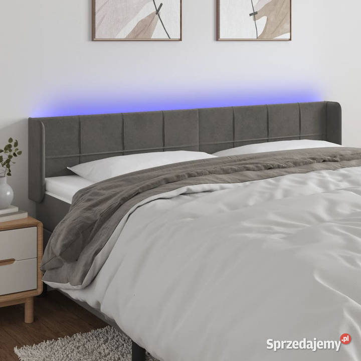 Zagłówek do łóżka z LED ciemnoszary 203x16x7888 Ramy i stelaże Warszawa sprzedam