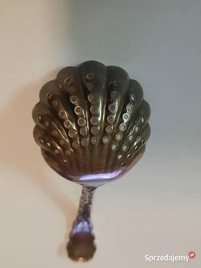 Elegancka łyżka do cukru pudru ze srebra Anglia wielkopolskie