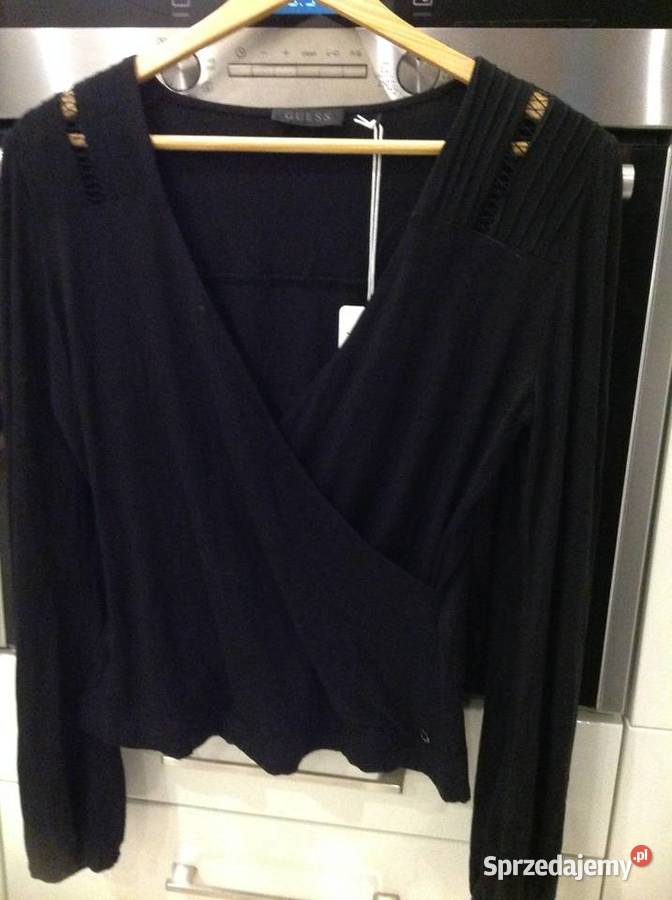 Bluzka Kopertowa Damska GUESS S Czarna NOWA Odzież damska Nowa Sól