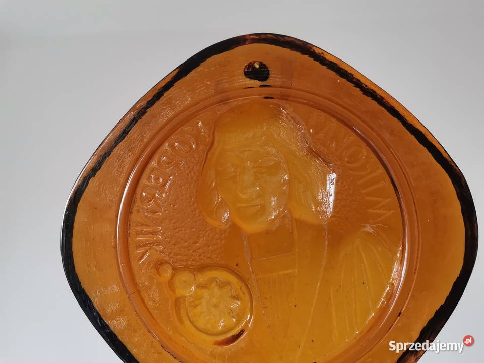 Stary szklany medalion klipa Mikołaj Kopernik Katowice