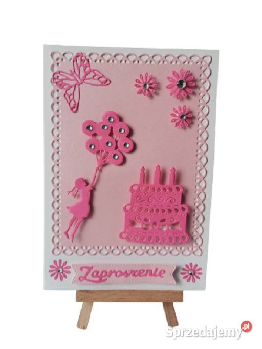 Zaproszenia Urodziny Tort Dziewczynka z Balonami Poznań