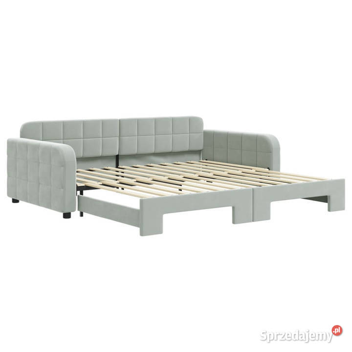 Sofa rozsuwana jasnoszara aksamit 100x200 223cm mazowieckie sprzedam