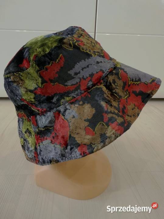 Czapka Bucket Lekka Welurowa w Modne Kwiaty podlaskie Łomża