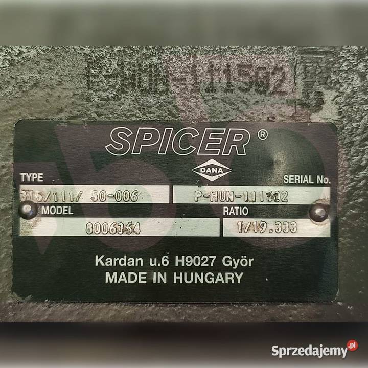 Dyferencjał 9X29 Dana Spicer 315111 8006364 Wilkowo sprzedam