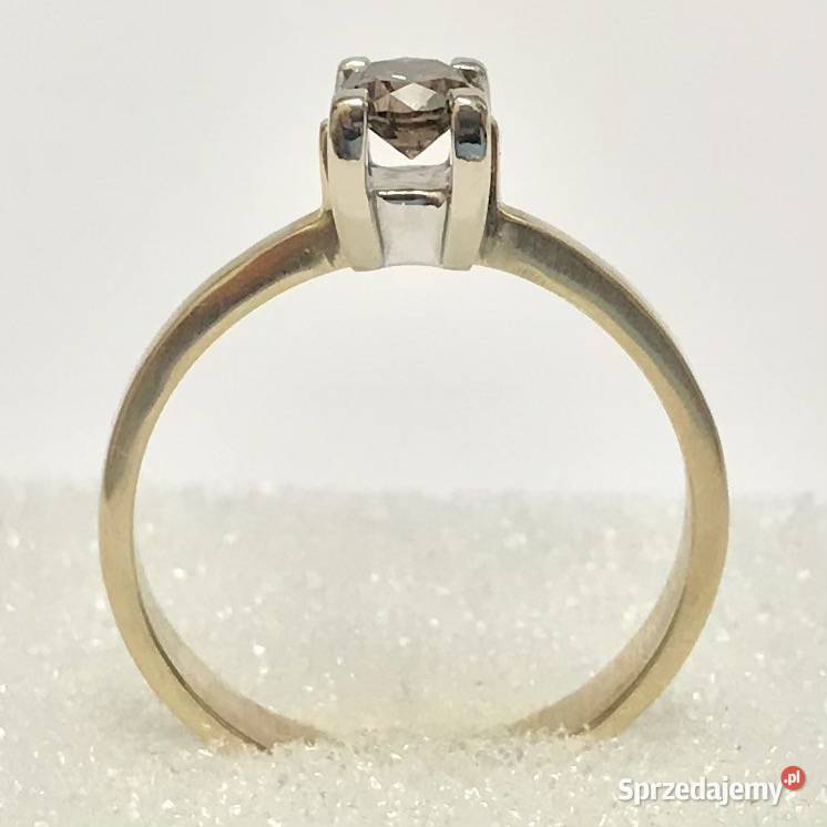 Złoty PIERŚCIONEK 585 14K brązowy DIAMENT 04ct Warszawa