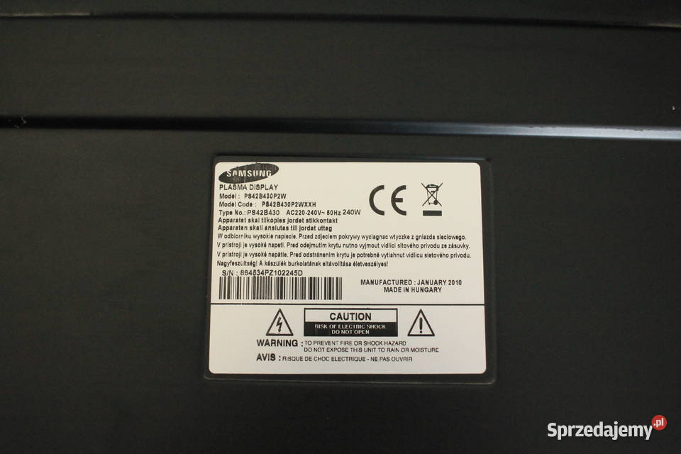 Telewizor plazmowy 42 cale 42B430P2W Samsung