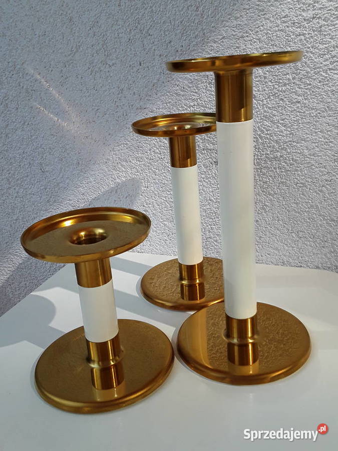 Zestaw 3 bliźniaczych świeczników o różnej Wyposażenie wnętrz Warszawa