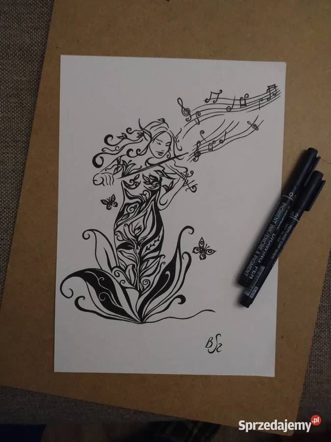 Rysunek skrzypaczka cienkopis A4 250gm2 Malarstwo Warszawa