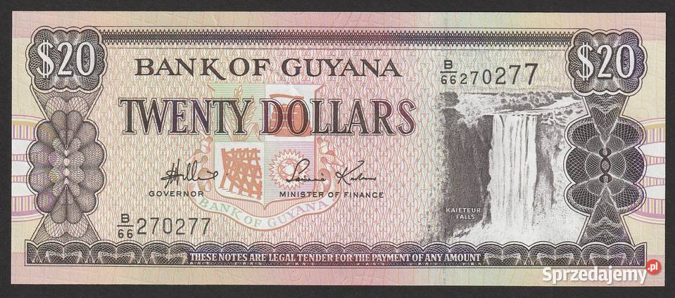 GUJANA 20 DOLAR 1996 STAN BANKOWY UNC