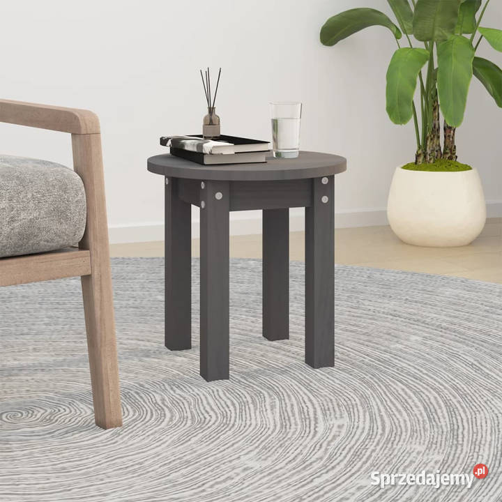 Stolik kawowy szary 35x35 lite drewno sosnowe