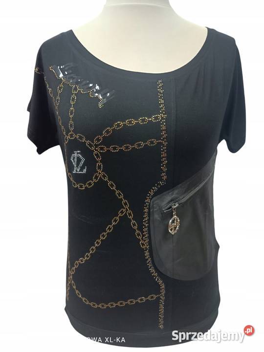 Koszulka bluzka Damska TSHIRT Charyzma cekiny 42 czarny Wieluń