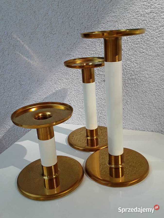 Zestaw 3 bliźniaczych świeczników o różnej sprzedam