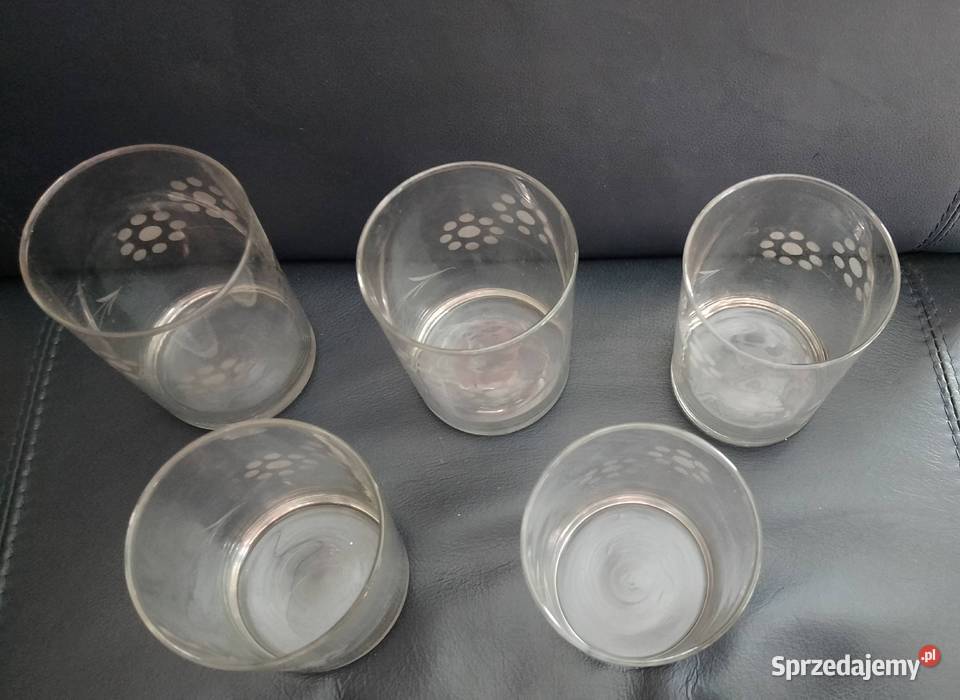 Szklanki Prl szkło rżnięte Nakło nad Notecią