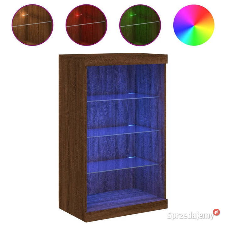 Szafka z oświetleniem LED brązowy dąb 605x37x100 Dom i Ogród