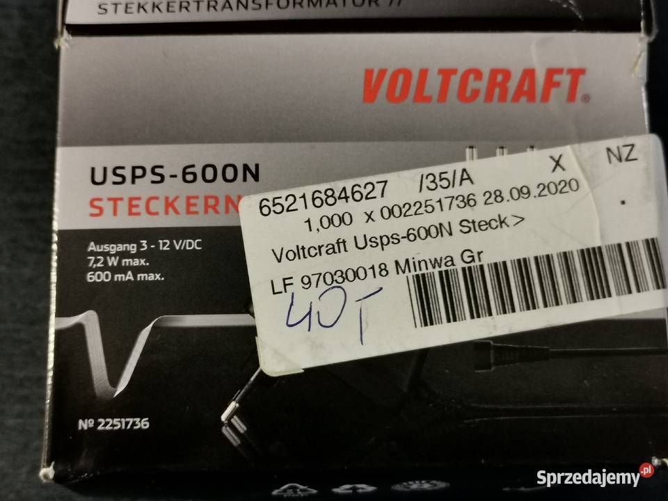 Zasilacz wtykowy VOLTCRAFT USPS600N regulowany 3 Wrocław